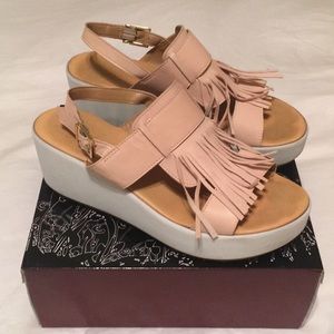 Matisse blush and white platform wedges